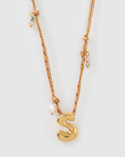 Bubble Letter Necklace - Blush