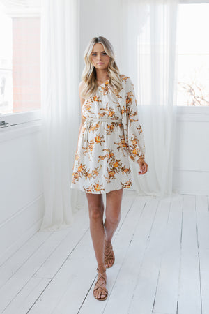 Olla Dress - Cream/Peach Floral