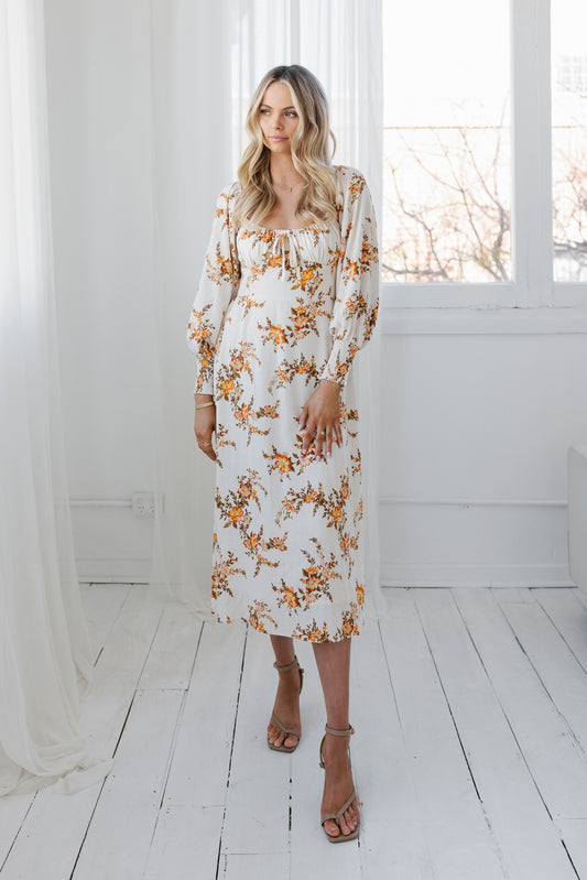 Ruscello Dress - Peach Floral
