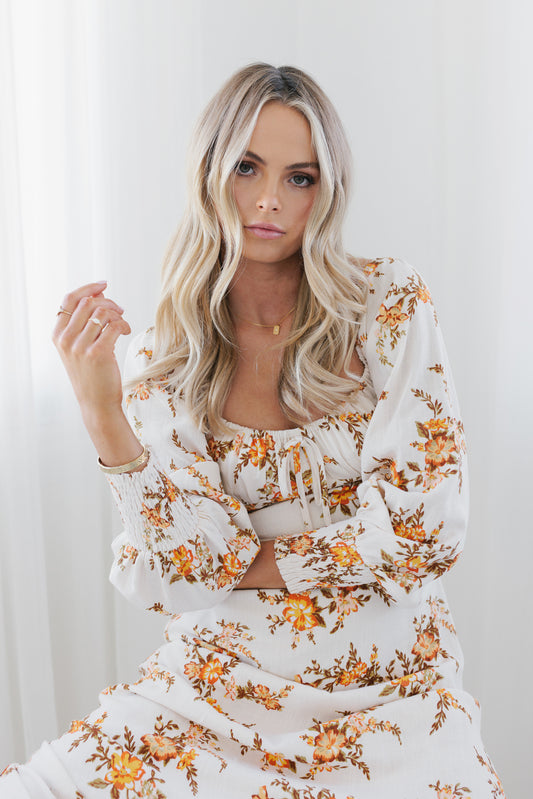 Ruscello Dress - Peach Floral