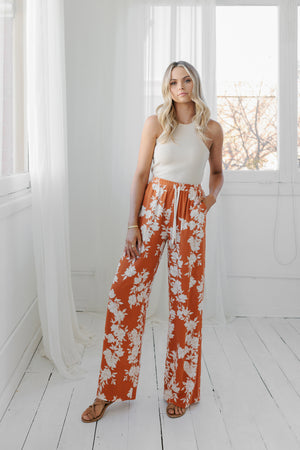 Yucca Pants - Auburn/Beige Floral