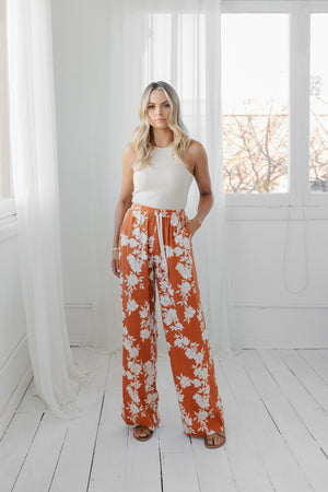 Yucca Pants - Auburn/Beige Floral