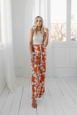 Yucca Pants - Auburn/Beige Floral