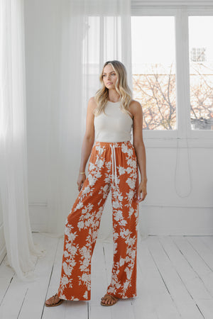 Yucca Pants - Auburn/Beige Floral