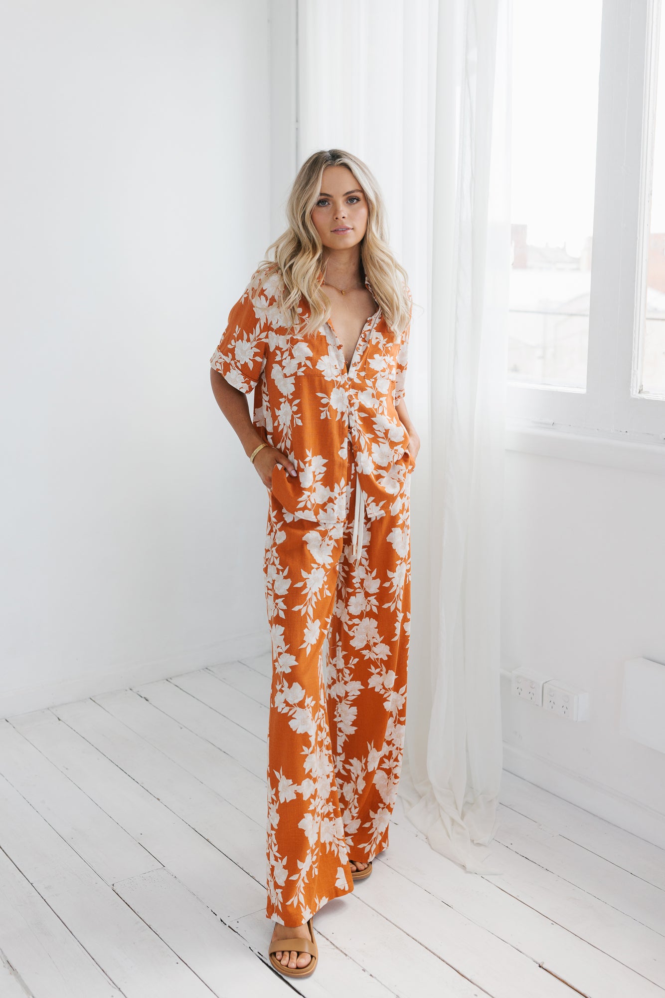 Giorno Shirt Auburn Floral Print