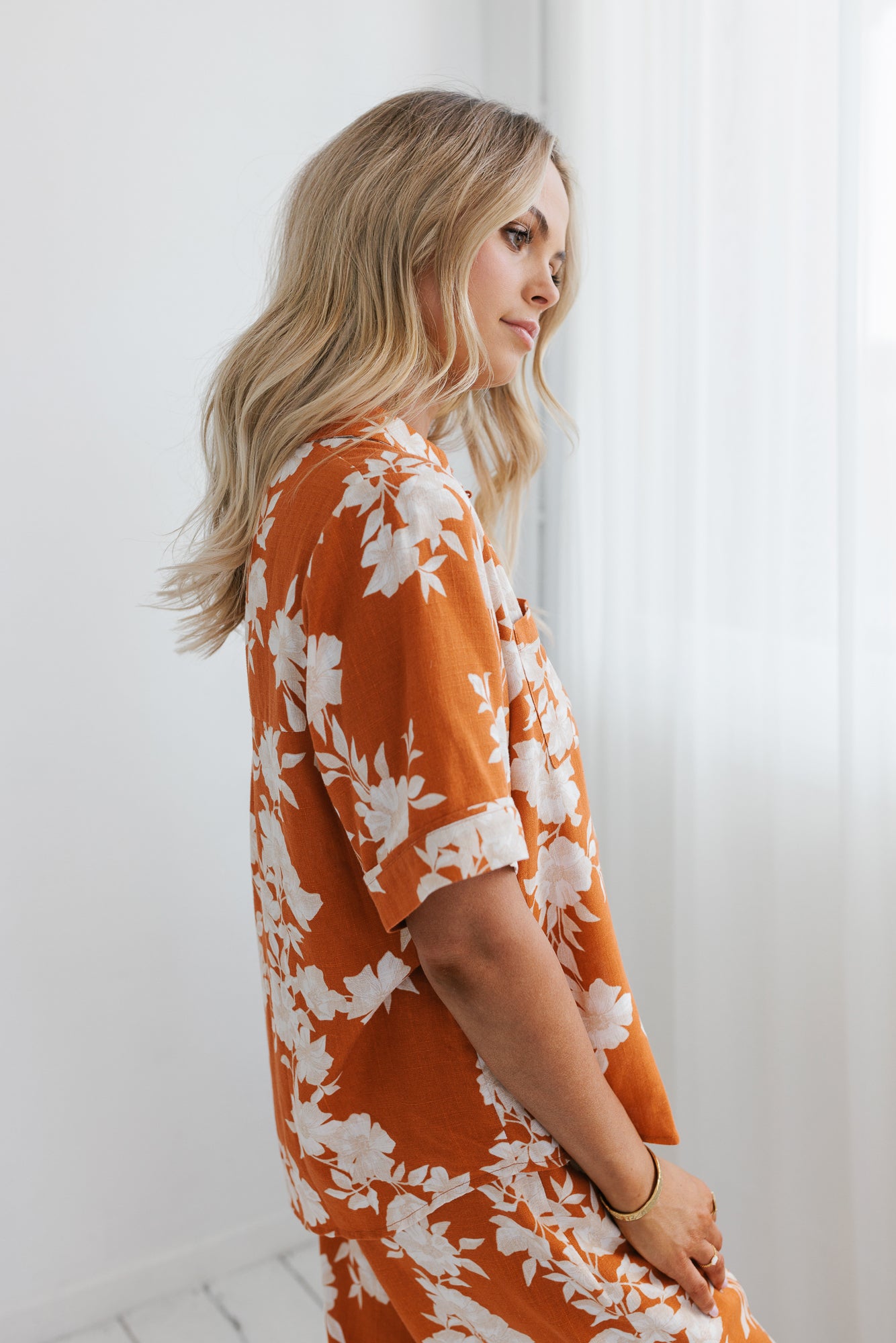 Giorno Shirt Auburn Floral Print