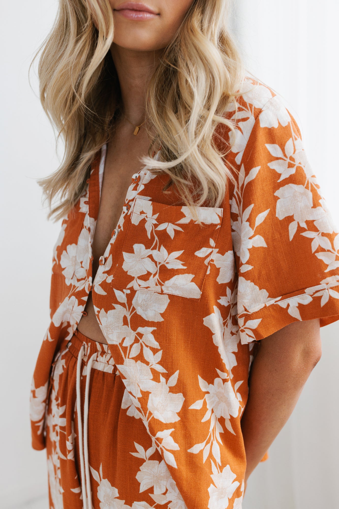 Giorno Shirt Auburn Floral Print