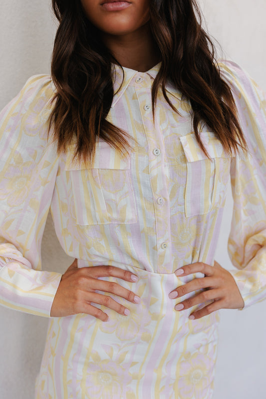 Bailee Shirt - Lemon/Pink Floral