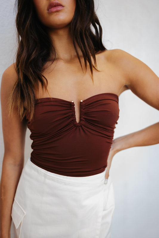 Bannie Strapless Top - Chocolate Brown