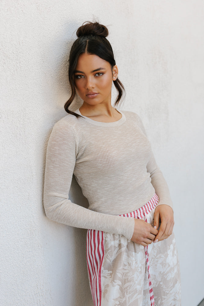Pita Longsleeve Top - Beige Marle
