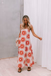 Xues Dress - Beige/Red Sun Print