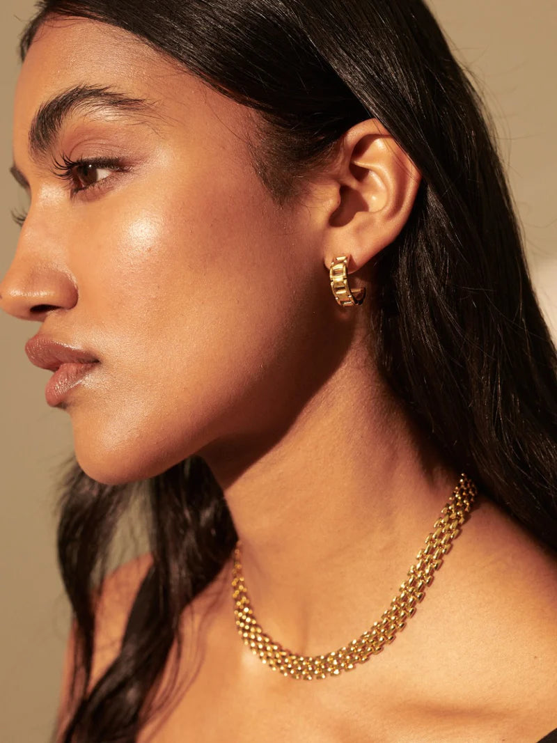 Cora Chain Hoops - Gold