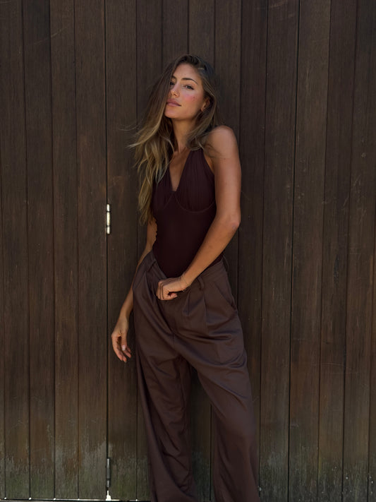 Mayda Tailored Pants - Chocolate Brown