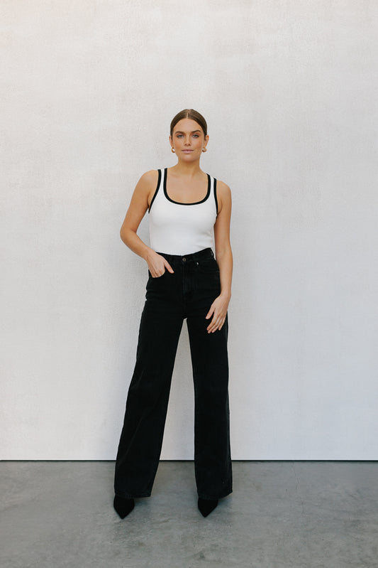 Carrie Tank Top - White/Black