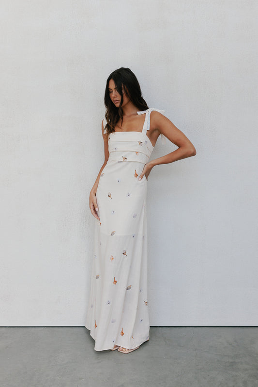 Pelosa Dress - Seashell Print/Watercolour Stripe