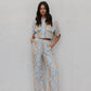 La Luce Top - Blue/Tan Sun Print