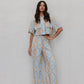 La Luce Top - Blue/Tan Sun Print