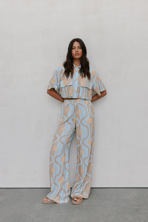 COMING SOON - Citta Pant - Blue/Tan Sun Print