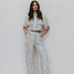 La Luce Top - Blue/Tan Sun Print