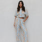 La Luce Top - Blue/Tan Sun Print
