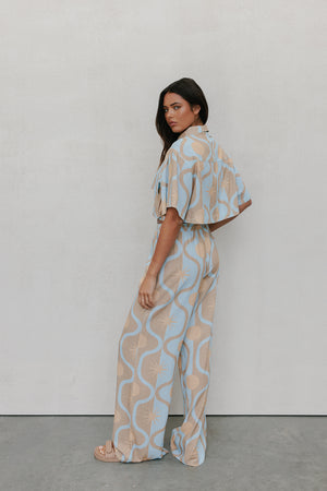 COMING SOON - La Luce Top - Blue/Tan Sun Print