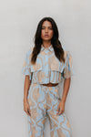 COMING SOON - La Luce Top - Blue/Tan Sun Print