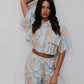 La Luce Top - Blue/Tan Sun Print
