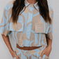 La Luce Top - Blue/Tan Sun Print