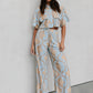 La Luce Top - Blue/Tan Sun Print