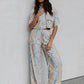 La Luce Top - Blue/Tan Sun Print