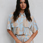 La Luce Top - Blue/Tan Sun Print