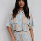 La Luce Top - Blue/Tan Sun Print