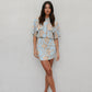 Del Sole Skirt - Blue/Tan Sun Print