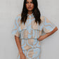Del Sole Skirt - Blue/Tan Sun Print