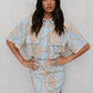 Del Sole Skirt - Blue/Tan Sun Print