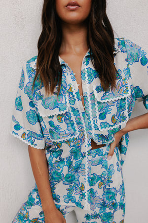 COMING SOON - Carina Shirt - Cobalt Floral