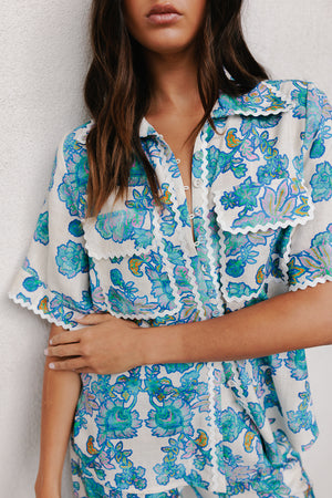 COMING SOON - Carina Shirt - Cobalt Floral