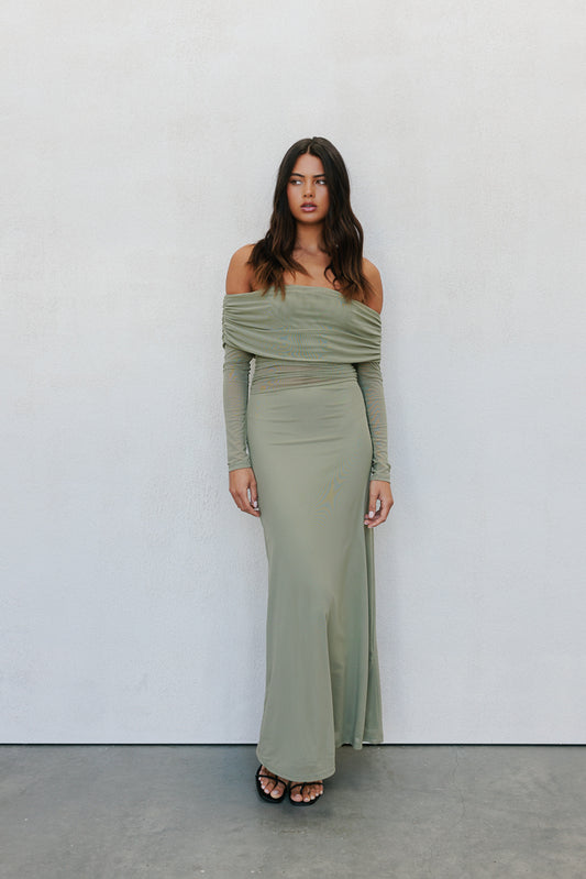 Gwen Maxi Dress - Olive Mesh