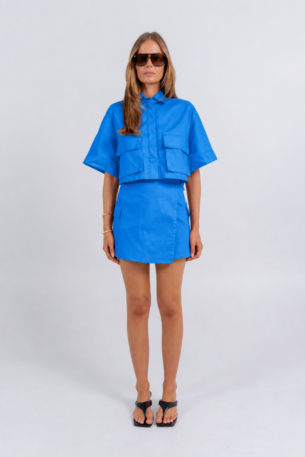 Apella Cropped Shirt Cobalt Blue