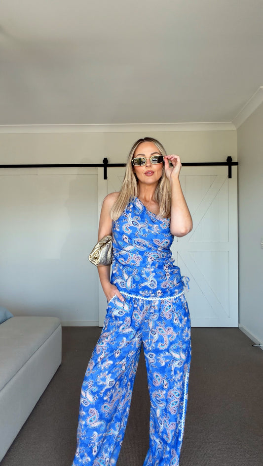 Yazlin One Shoulder Top - Oceana Print