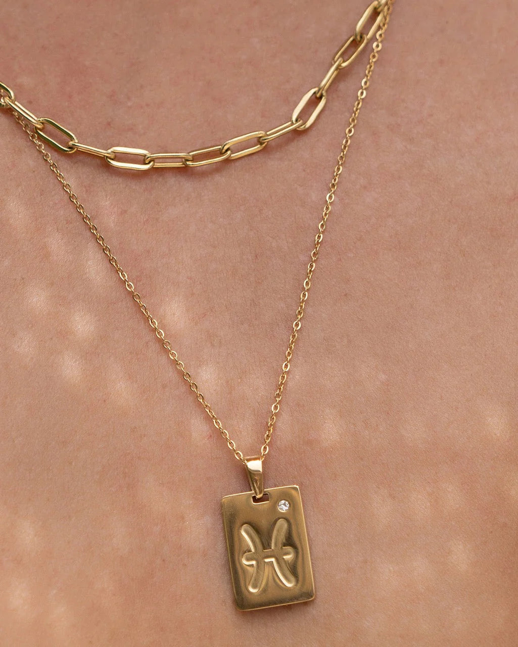 Zodiac Tag Necklace Gold