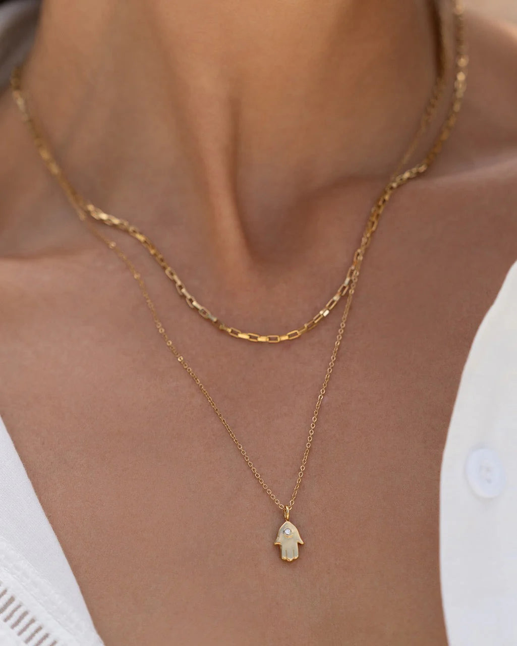 Chamsa Charm Necklace - Gold