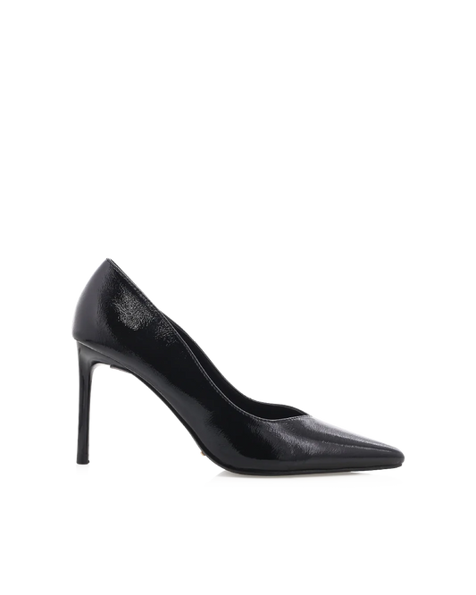 Fabiola Stiletto Heels - Black Crinkle Patent