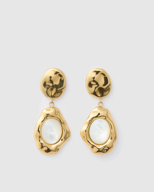 Florentine Mother of Pearl Earrings - Gold