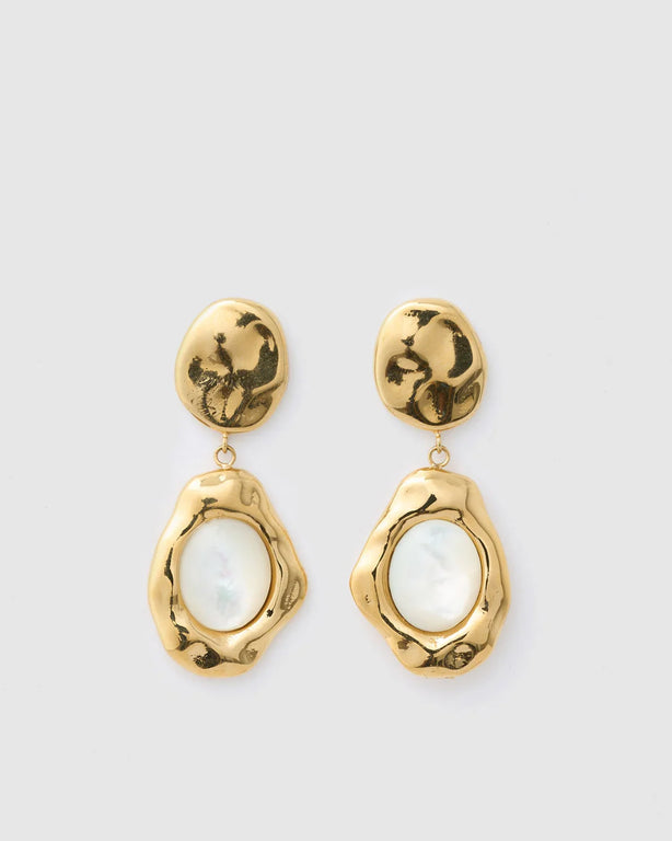 Florentine Mother of Pearl Earrings - Gold