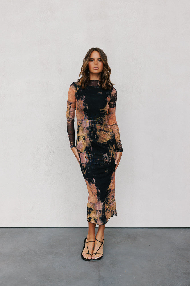 Fallon Dress - Black/Golden Haze