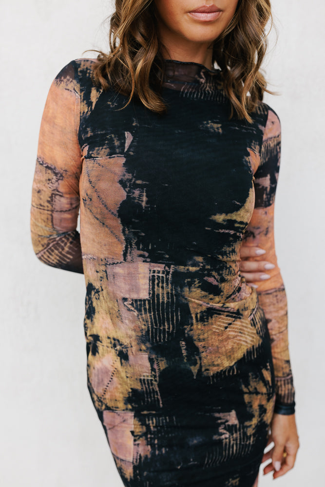 Fallon Dress - Black/Golden Haze