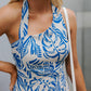 Fia Dress - Ivory/Blue Print