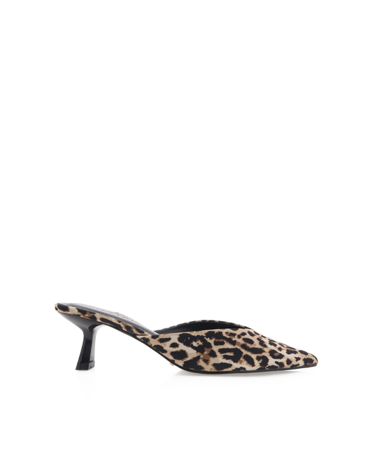 Adele Mule Heels - Leopard Satin