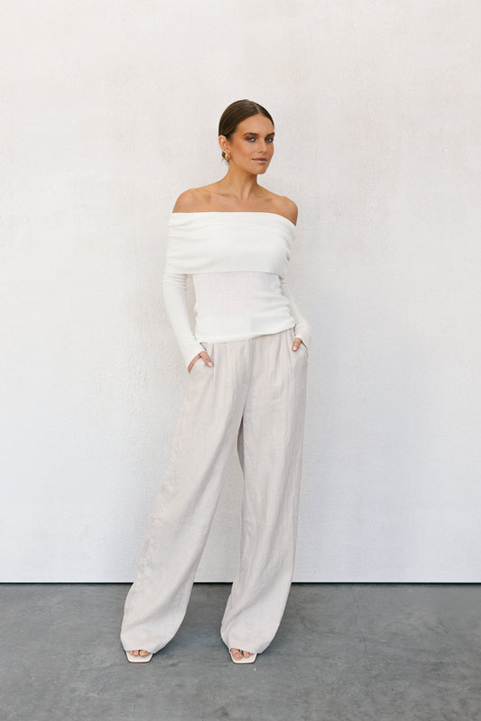 Garnet Off-Shoulder Knit Top - Ivory